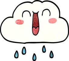 nube de lluvia de doodle de dibujos animados feliz vector