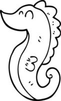 line drawing cartoon sea horse vector