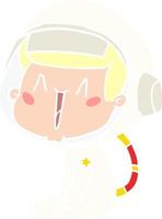 happy flat color style cartoon astronaut sitting vector