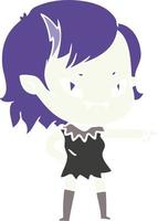 flat color style cartoon friendly vampire girl vector