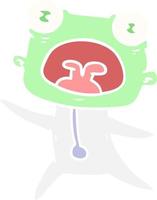 flat color style cartoon weird alien running away vector