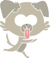 flat color style cartoon running dog with tongue sticking out vector