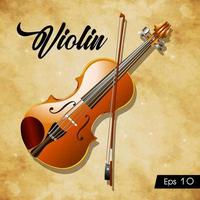 ilustración de violín acústico sobre fondo vintage vector