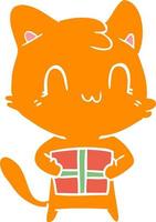 flat color style cartoon happy cat vector