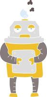 flat color illustration of a cartoon broken robot vector