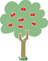 flat color style cartoon apple tree vector