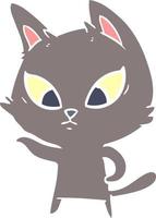 confused flat color style cartoon cat vector