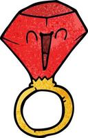 cartoon doodle red ruby ring vector