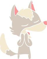 flat color style cartoon wolf laughing vector