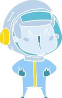 happy flat color style cartoon astronaut vector