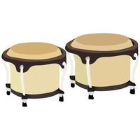 Bongo drums percussion musical instruments, isolated on white background.