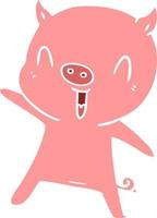 flat color style cartoon pig dancing vector