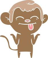 funny flat color style cartoon monkey vector