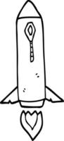 line drawing cartoon space rocket vector