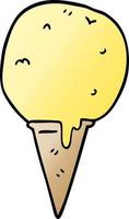 cono de helado de garabato de dibujos animados vector