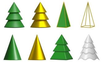 set of isolated 3d christmas trees vector