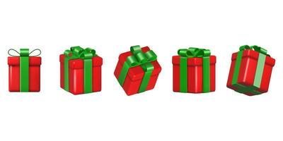set of isolatet 3d gift boxes for christmas and birthday backgrounds vector