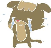 perro triste de dibujos animados de estilo de color plano llorando vector