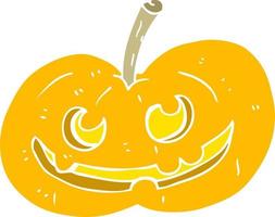 flat color illustration of a cartoon halloween pumpkin vector