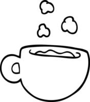 line drawing cartoon cup of tea vector