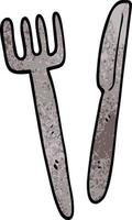 cartoon doodle knife and fork vector