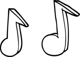 line drawing cartoon musical notes vector