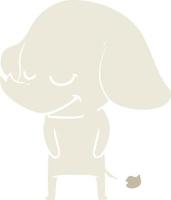 elefante sonriente de dibujos animados de estilo de color plano vector