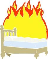 flat color illustration of a cartoon beds are burning vector