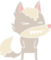 angry wolf flat color style cartoon vector