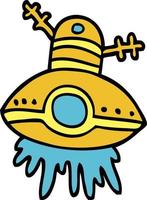 cartoon doodle alien spaceship vector