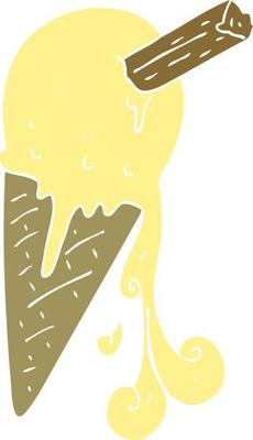 flat color illustration of a cartoon ice cream cone