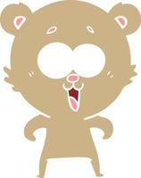 laughing teddy  bear flat color style cartoon vector