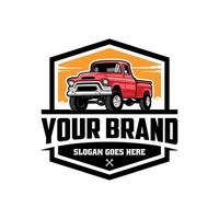 vintage pick up truck illustration logo vector
