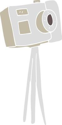 flat color illustration of a cartoon camera on tripod