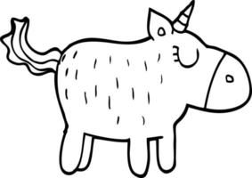 line drawing cartoon cute unicorn vector