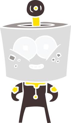 happy flat color style cartoon robot
