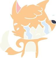 crying fox flat color style cartoon vector