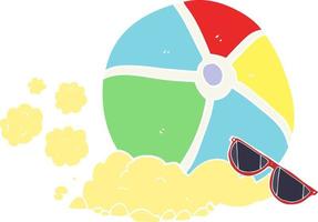 flat color illustration of a cartoon beach ball vector
