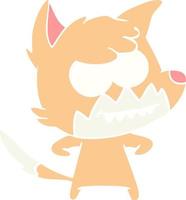 flat color style cartoon grinning fox vector