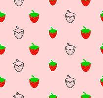 Strawberry seamless pattern with line and various strawberry style design. Texture for fabric, wrapping, wallpaper or decorative print vector