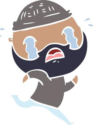 flat color style cartoon bearded man crying