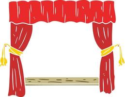 flat color style cartoon curtains opening onto stage vector