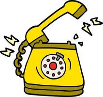cartoon doodle ringing telephone vector