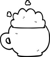 line drawing cartoon foaming latte vector