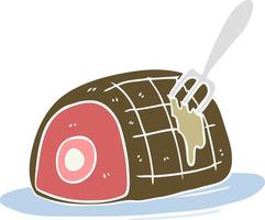 flat color style cartoon plate of cooked beef vector