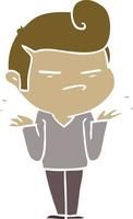 flat color style cartoon cool guy with fashion hair cut vector