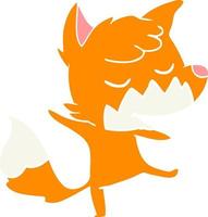 friendly flat color style cartoon fox vector