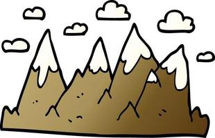 cartoon doodle mountain range vector