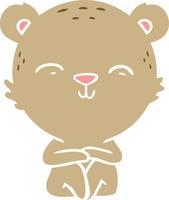 happy flat color style cartoon bear sitting vector