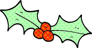 cartoon doodle christmas holly vector